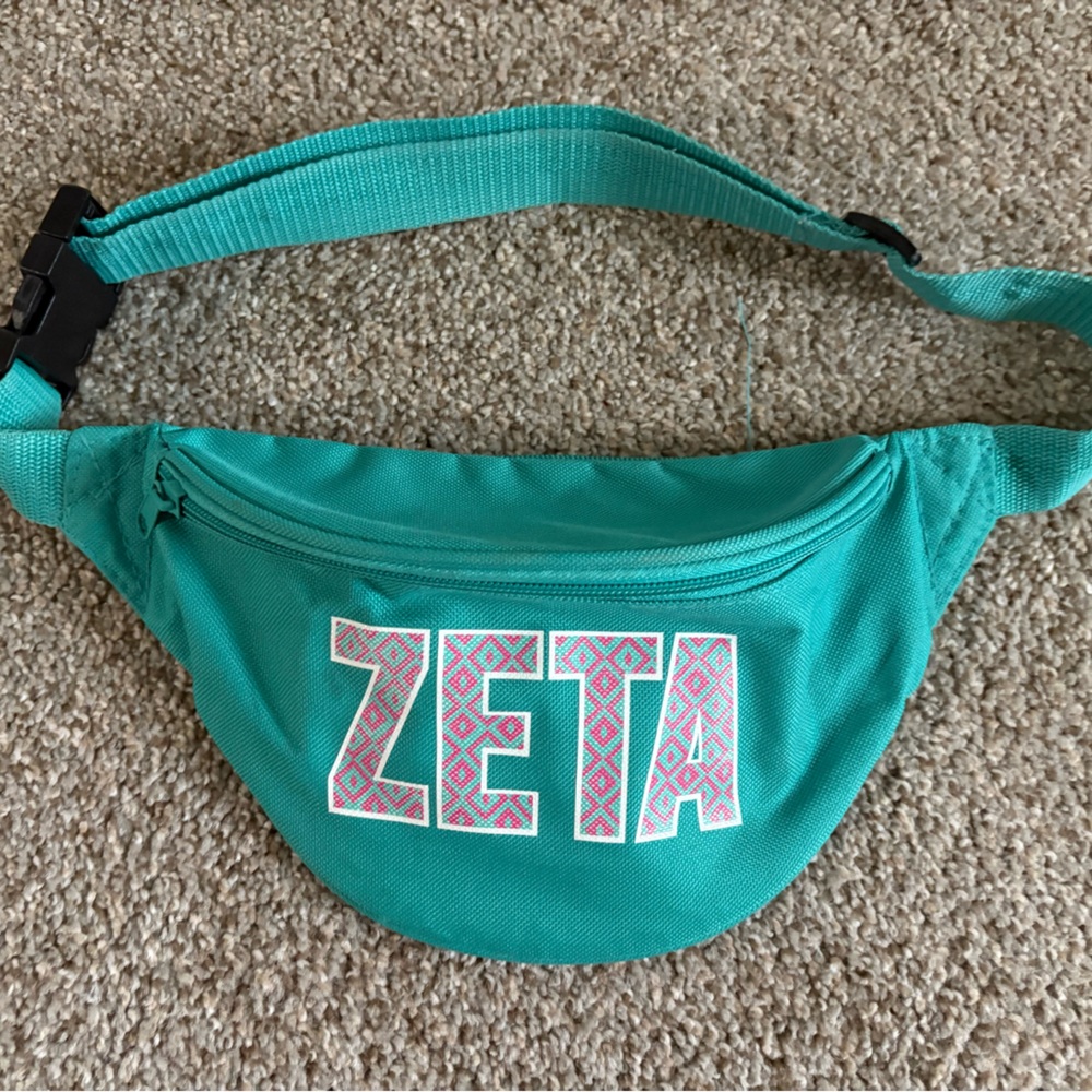 Zeta Tau Alpha - Teal Fanny Pack with Bold Lettering